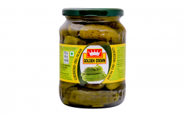 Golden Crown Gherkins in Dill Pickle   Glass Jar  670 grams